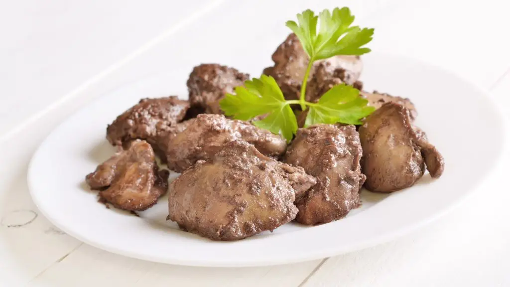 air fryer lambs liver on a white china plate