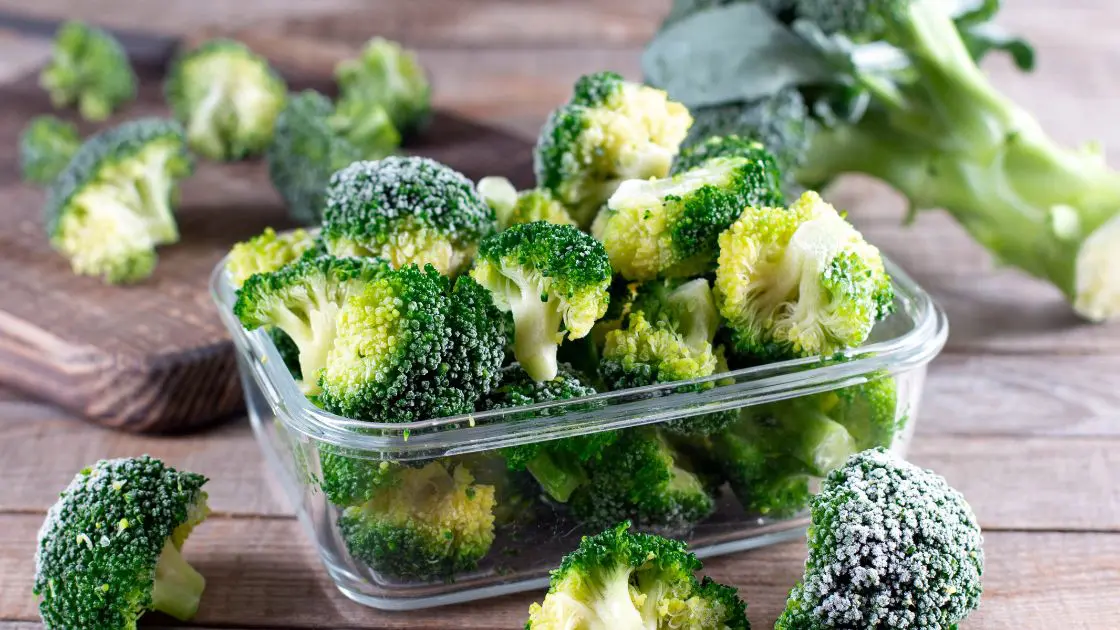 Broccoli displayed in a glass container