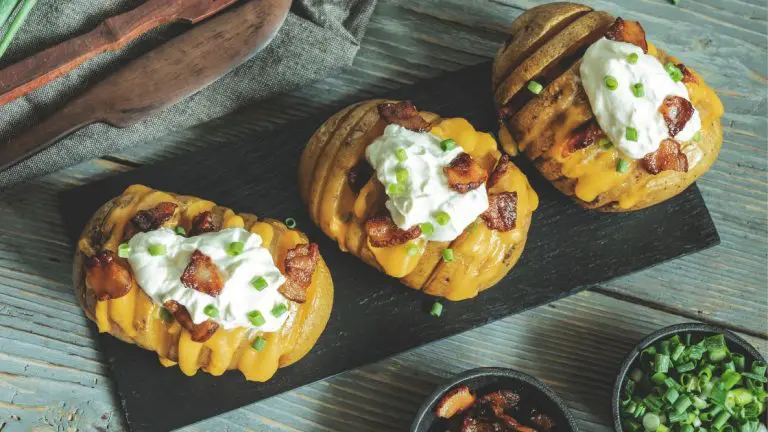 Air Fryer Cheesy Hasselback Potatoes On A Slate