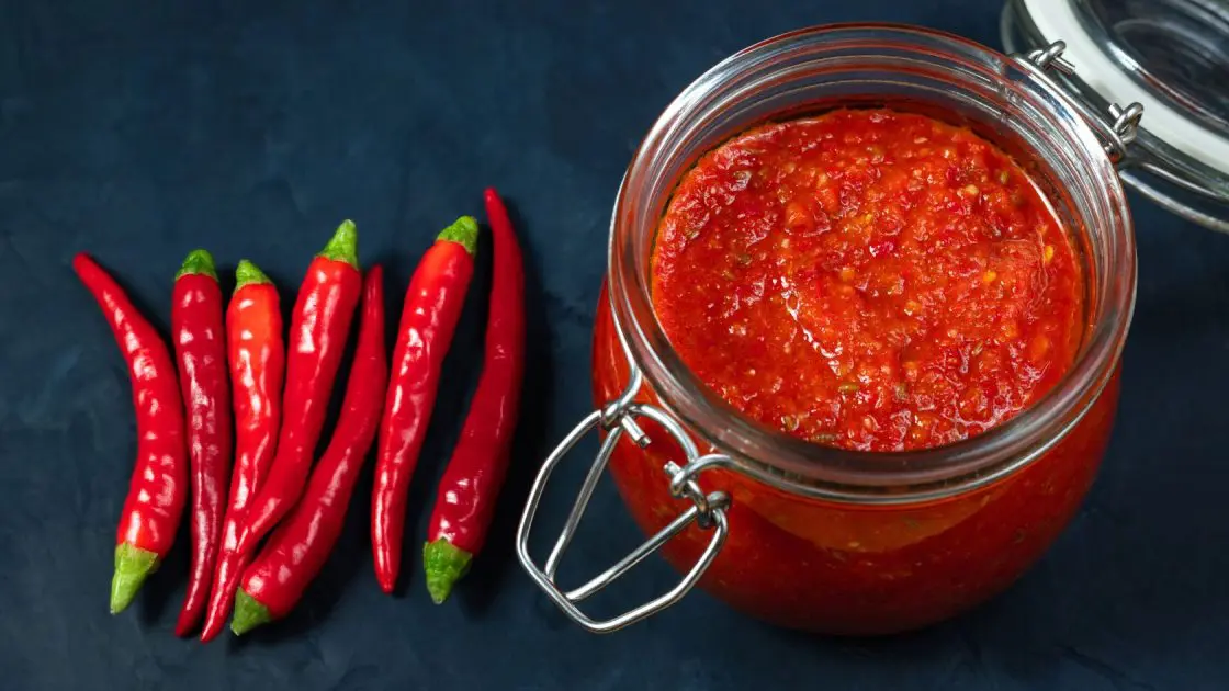 Harissa Paste Displayed In A Glass Jar